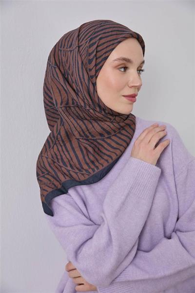 Viskon Velora Eşarp Lacivert Kiremit Dokulu Dört Mevsim 90x90