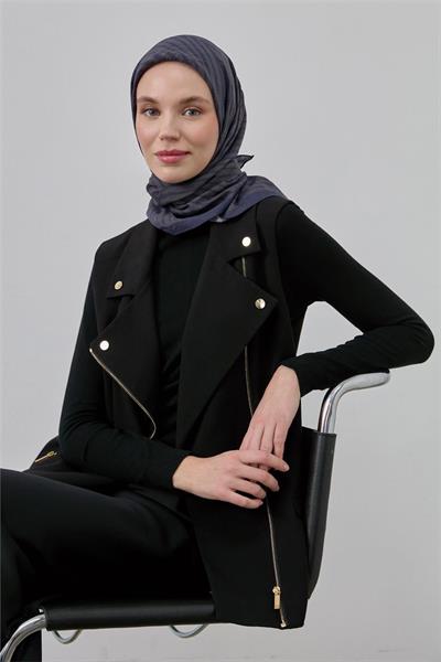 Viskon Velora Eşarp Mavi Gri Bej Gri Çizgili Hafif Dökümlü 90x90