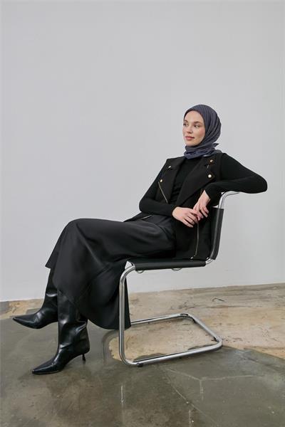 Viskon Velora Eşarp Mavi Gri Bej Gri Çizgili Hafif Dökümlü 90x90