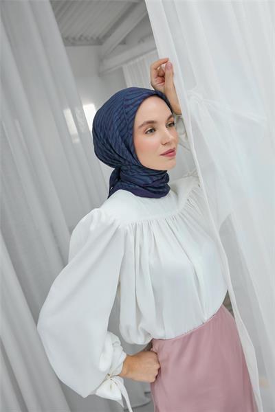 Viskon Velora Eşarp Morcivert Dokulu Dört Mevsim 90x90