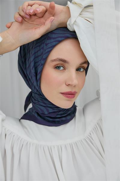 Viskon Velora Eşarp Morcivert Dokulu Dört Mevsim 90x90