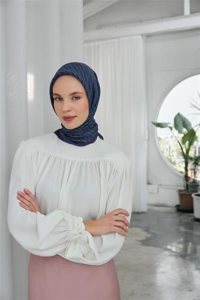 Viskon Velora Eşarp Morcivert Dokulu Dört Mevsim 90x90