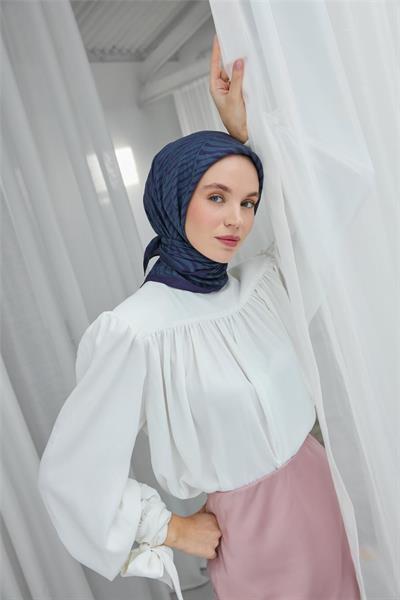 Viskon Velora Eşarp Morcivert Dokulu Dört Mevsim 90x90