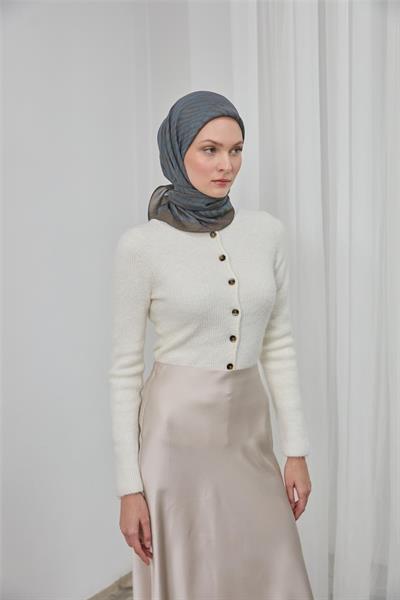 Viskon Velora Eşarp Yeşil Gri Dokulu Dört Mevsim 90x90