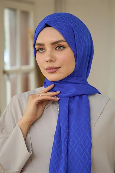 Yaz Işıltısı Koleksiyonu İpeksi Jakar Şal Kot Mavi 9015-23
