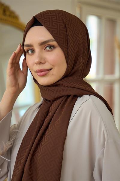 Yaz Işıltısı Koleksiyonu İpeksi Jakar Şal Acı Kahve 9017-24
