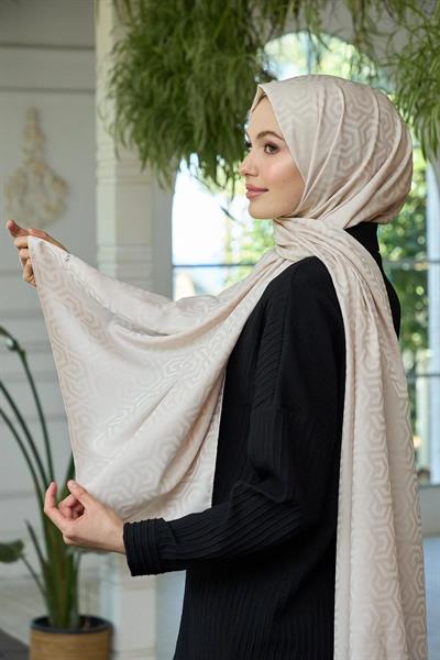 Yaz Işıltısı Koleksiyonu İpeksi Jakar Şal Bej 9013-12