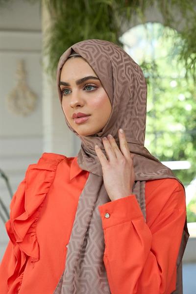 Yaz Işıltısı Koleksiyonu İpeksi Jakar Şal Vizon 9013-16