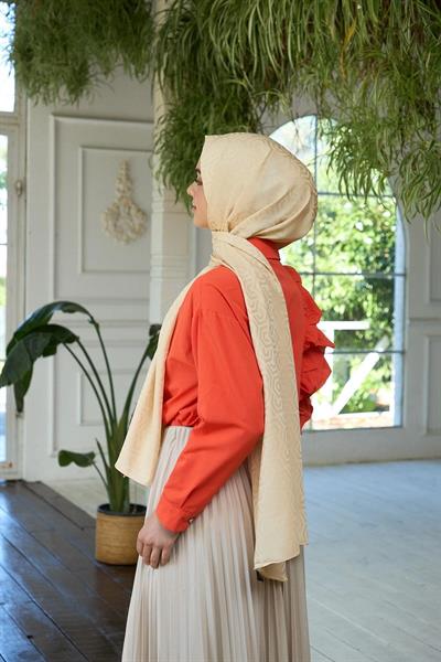 Yaz Işıltısı Koleksiyonu İpeksi Jakar Şal Altuni 9013-18