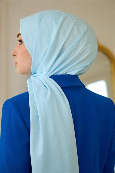 Yaz Işıltısı Koleksiyonu İpeksi Jakar Şal Baby Blue 9017-19