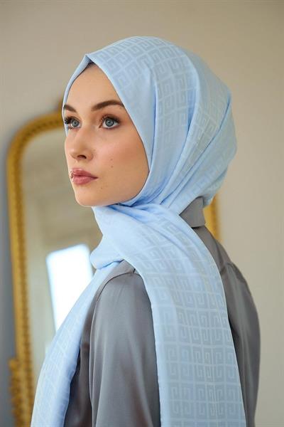 Yaz Işıltısı Koleksiyonu İpeksi Jakar Şal Baby Blue 9016-21