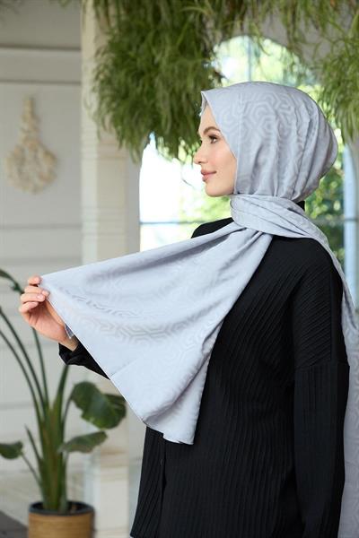 Yaz Işıltısı Koleksiyonu İpeksi Jakar Şal Gümüş 9013-15