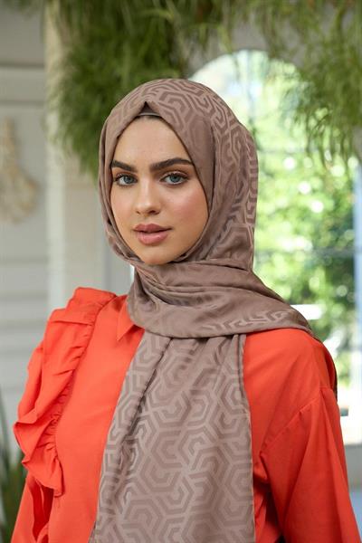 Yaz Işıltısı Koleksiyonu İpeksi Jakar Şal Vizon 9013-16