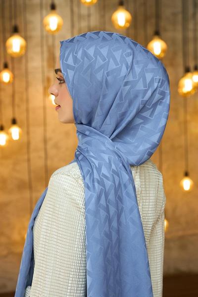 Yaz Işıltısı Koleksiyonu İpeksi Jakar Şal Kot Mavi 9014-16