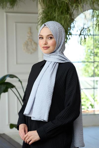 Yaz Işıltısı Koleksiyonu İpeksi Jakar Şal Gümüş 9013-15