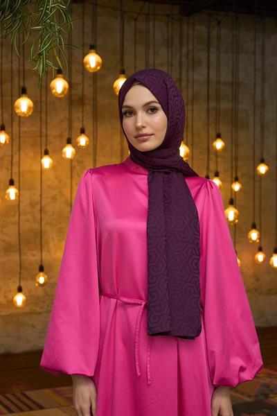 Yaz Işıltısı Koleksiyonu İpeksi Jakar Şal Mürdüm 9013-25