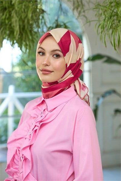 Yaz Işıltısı Koleksiyonu Soft Eşarp Bordo Krem 1186-01
