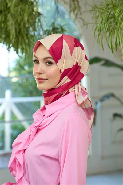 Yaz Işıltısı Koleksiyonu Soft Eşarp Bordo Krem 1186-01