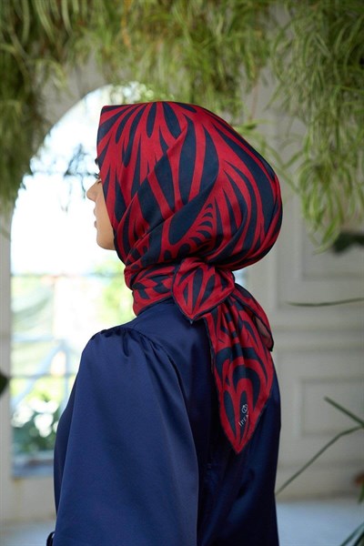 Yaz Işıltısı Koleksiyonu Soft Eşarp Lacivert Kırmızı 1184-11