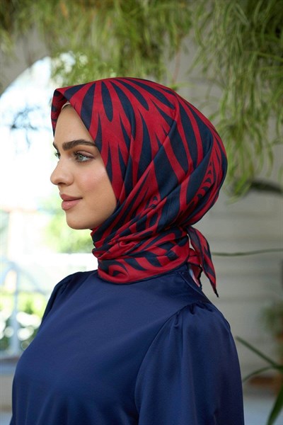 Yaz Işıltısı Koleksiyonu Soft Eşarp Lacivert Kırmızı 1184-11