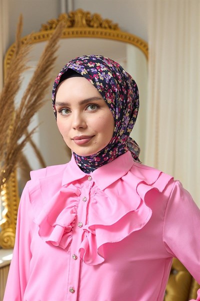 Yaz Işıltısı Koleksiyonu Soft Eşarp Lacivert Lila 1191-06