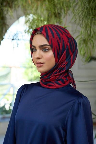 Yaz Işıltısı Koleksiyonu Soft Eşarp Lacivert Kırmızı 1184-11