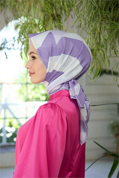 Yaz Işıltısı Koleksiyonu Soft Eşarp Lila Beyaz 1186-12