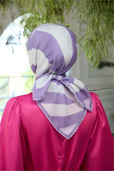 Yaz Işıltısı Koleksiyonu Soft Eşarp Lila Beyaz 1186-12