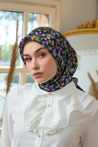 Yaz Işıltısı Koleksiyonu Soft Eşarp Menekşe Siyah 1191-11