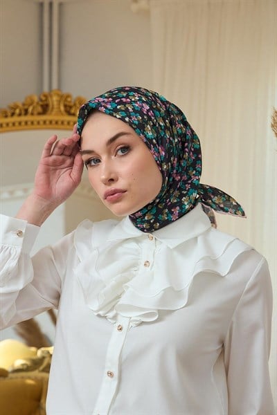 Yaz Işıltısı Koleksiyonu Soft Eşarp Siyah Pudra 1191-12