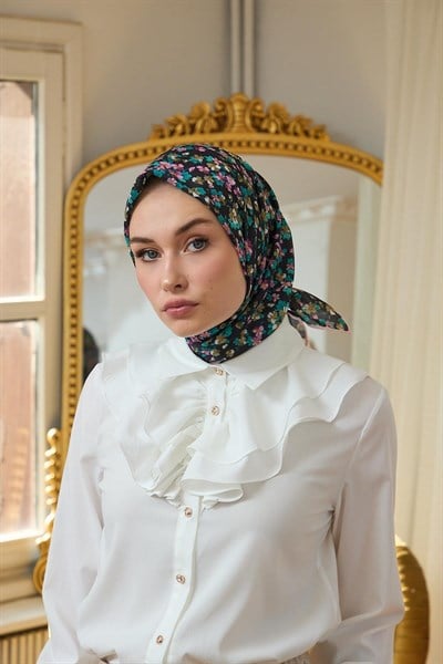 Yaz Işıltısı Koleksiyonu Soft Eşarp Siyah Pudra 1191-12