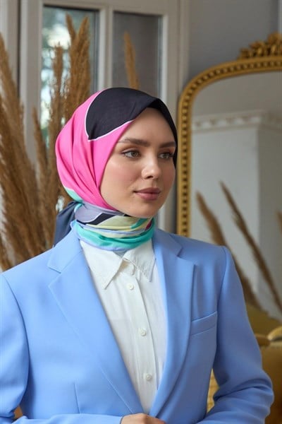 Yaz Işıltısı Koleksiyonu Soft Eşarp Siyah Su Yeşili 1190-14