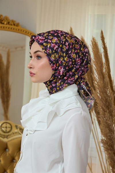 Yaz Işıltısı Koleksiyonu Soft Eşarp Siyah Orange 1191-07