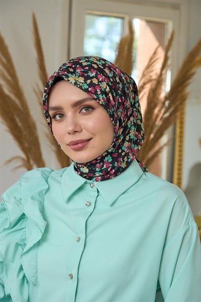 Yaz Işıltısı Koleksiyonu Soft Eşarp Siyah Sarı 1191-01