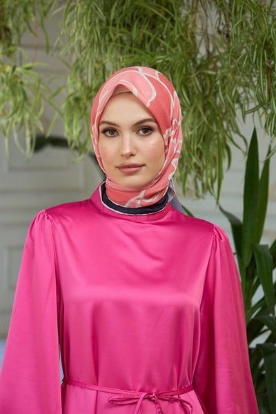 Yaz Işıltısı Koleksiyonu Soft Eşarp Somon Siyah 1188-09