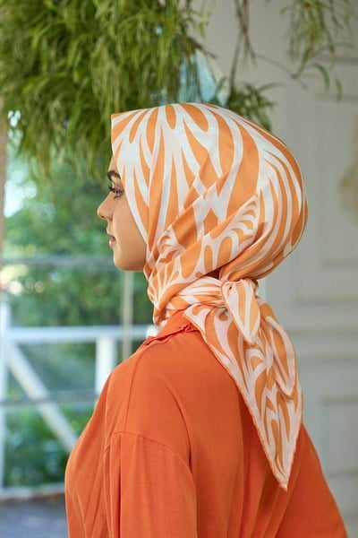Yaz Işıltısı Koleksiyonu Soft Eşarp Turuncu Krem 1184-01