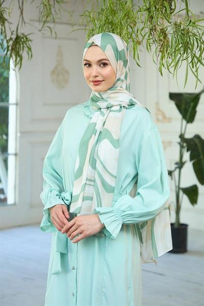 Yaz Işıltısı Koleksiyonu Soft Şal Bej Yeşil 3044-02