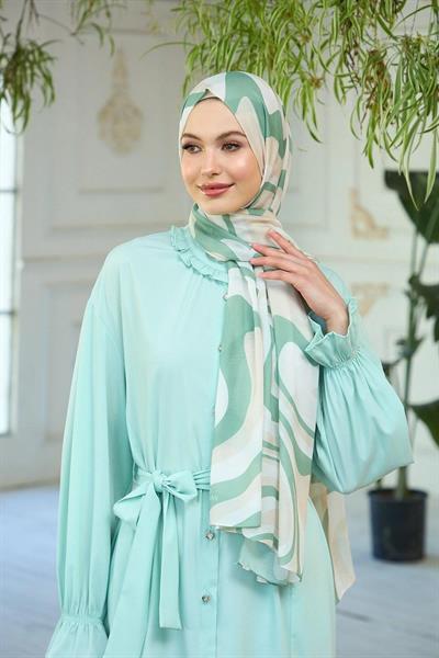 Yaz Işıltısı Koleksiyonu Soft Şal Bej Yeşil 3044-02