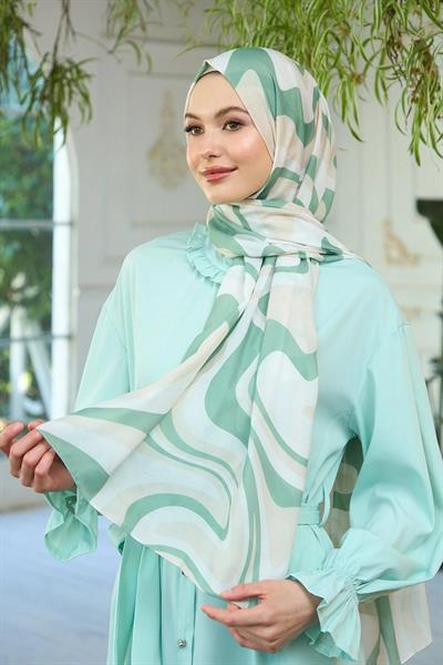 Yaz Işıltısı Koleksiyonu Soft Şal Bej Yeşil 3044-02