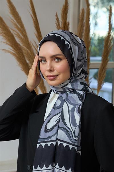 Yaz Işıltısı Koleksiyonu Soft Şal Gri Siyah 3045-14