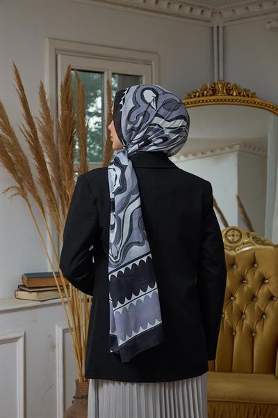 Yaz Işıltısı Koleksiyonu Soft Şal Gri Siyah 3045-14