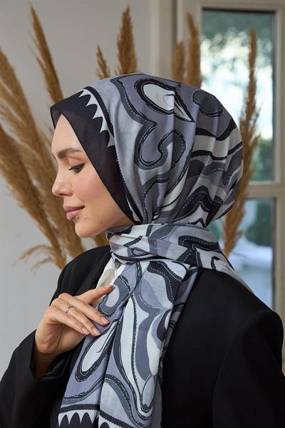 Yaz Işıltısı Koleksiyonu Soft Şal Gri Siyah 3045-14