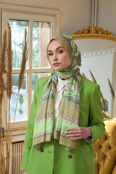 Yaz Işıltısı Koleksiyonu Soft Şal Haki Kahve 3045-01