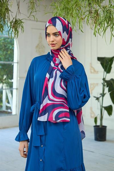 Yaz Işıltısı Koleksiyonu Soft Şal Lacivert Pembe 3044-10