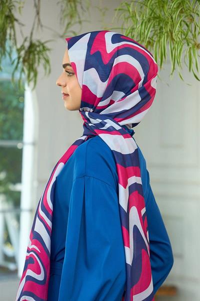 Yaz Işıltısı Koleksiyonu Soft Şal Lacivert Pembe 3044-10