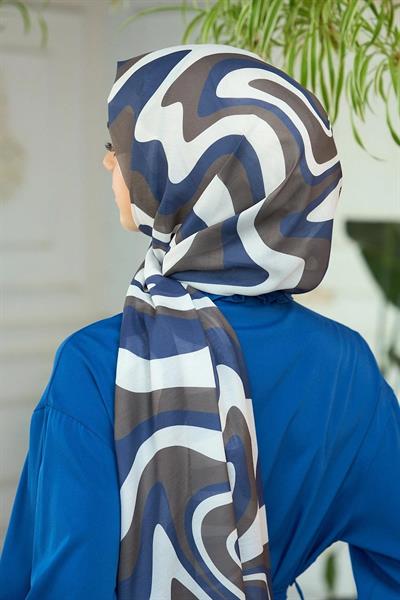 Yaz Işıltısı Koleksiyonu Soft Şal Lacivert Koyu Vizon 3044-03