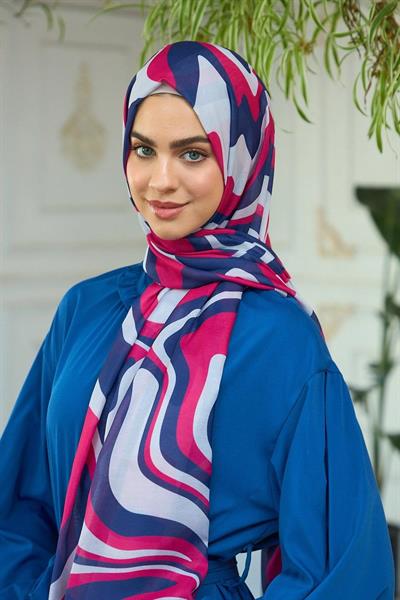 Yaz Işıltısı Koleksiyonu Soft Şal Lacivert Pembe 3044-10