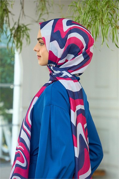 Yaz Işıltısı Koleksiyonu Soft Şal Lacivert Pembe 3044-10