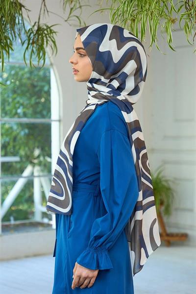 Yaz Işıltısı Koleksiyonu Soft Şal Lacivert Koyu Vizon 3044-03