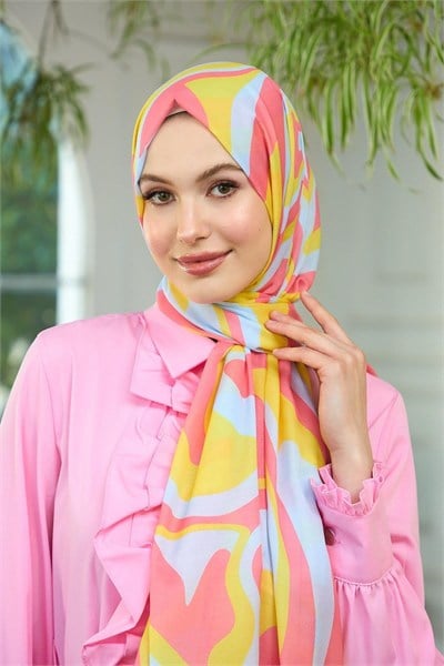 Yaz Işıltısı Koleksiyonu Soft Şal Pembe Turuncu 3044-11